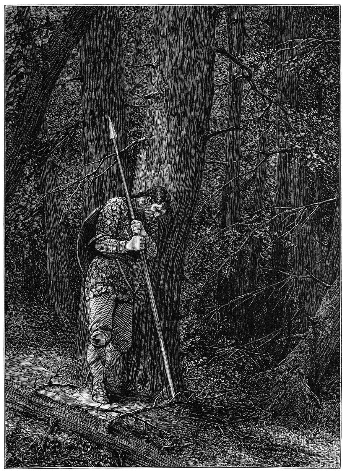 Warrior lost in forest