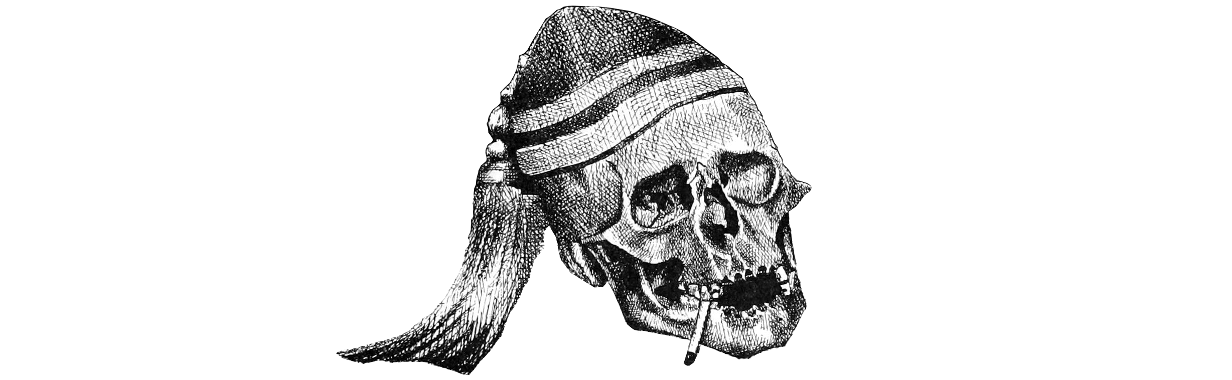 Skull with cap and cigarette